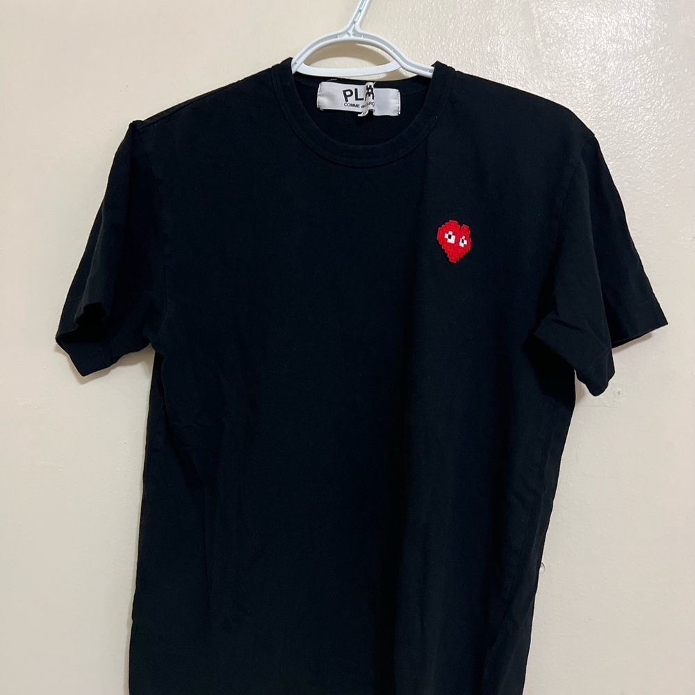 Comme des Garcons Black Tee with Red Heart Patch